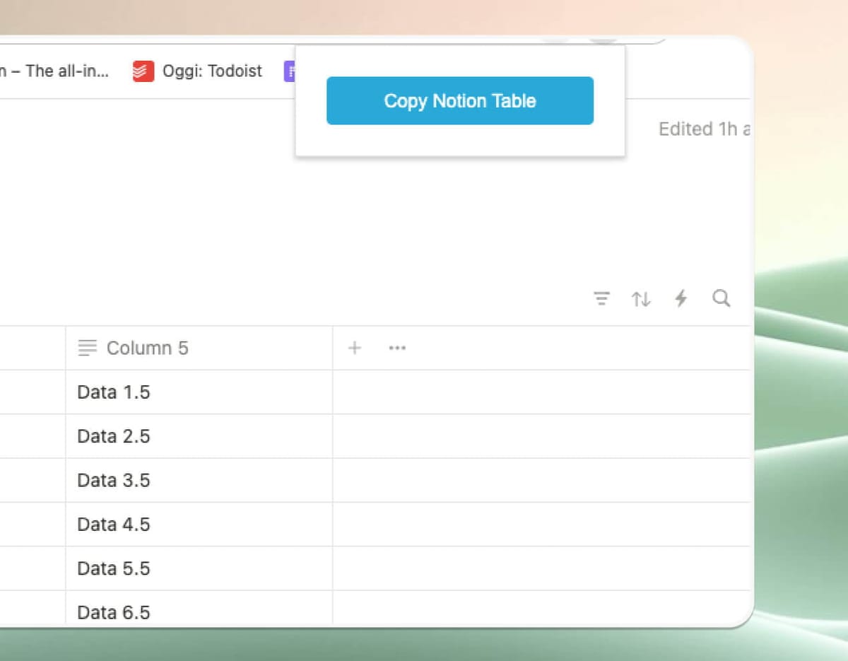 Copy Notion Table Browser Extension