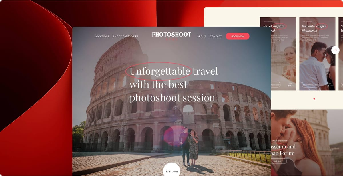 Photoshoot Rome platform interface