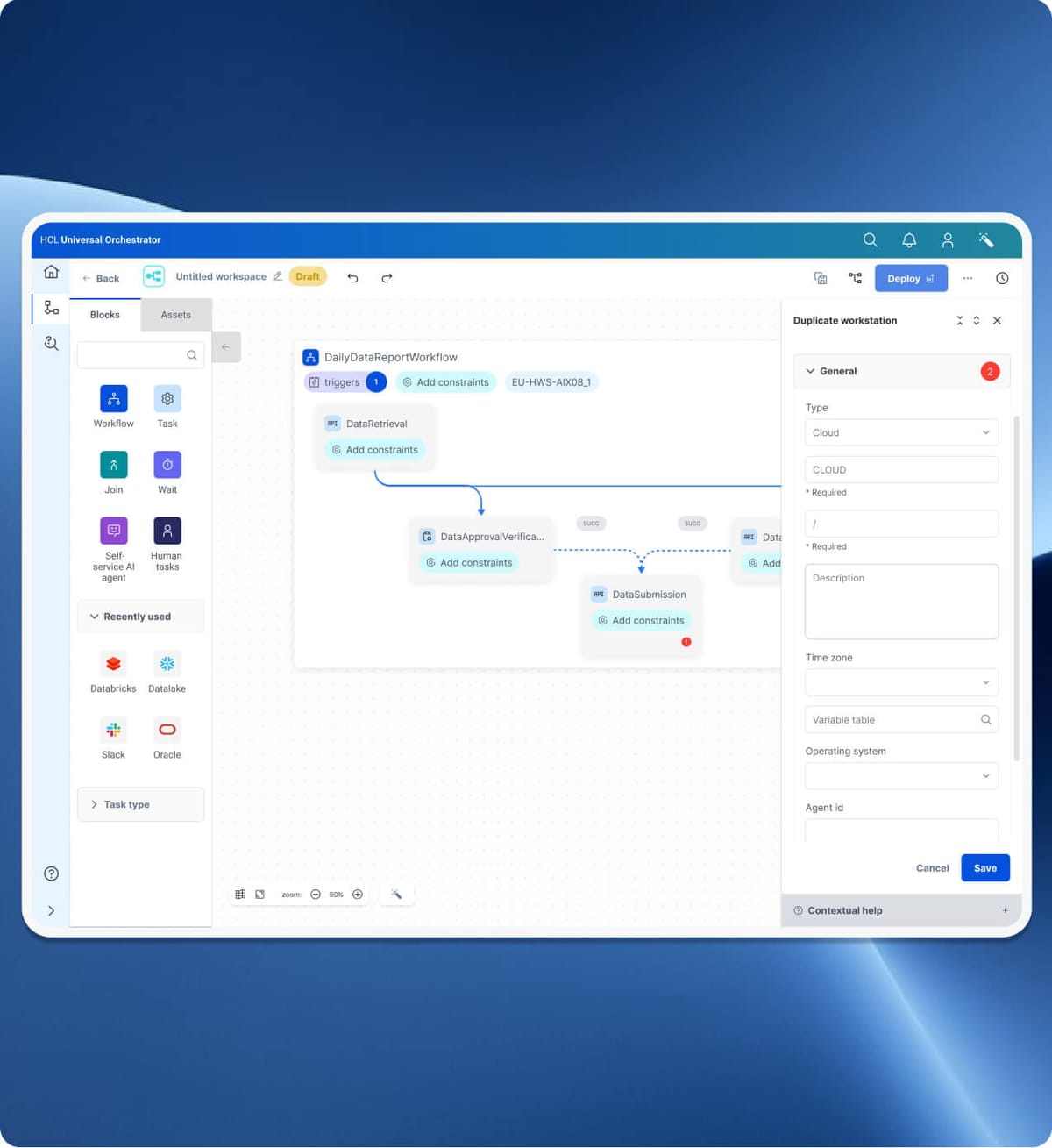HCL Universal Orchestrator interface